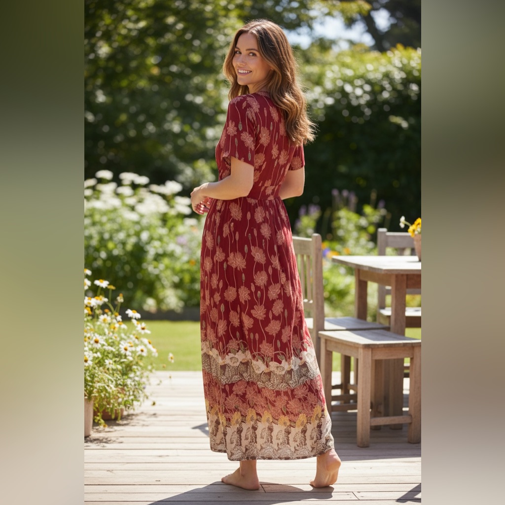 Madewell Tulip-Sleeve Maxi Dress In Tall Sunflowers. Size 4. Red.